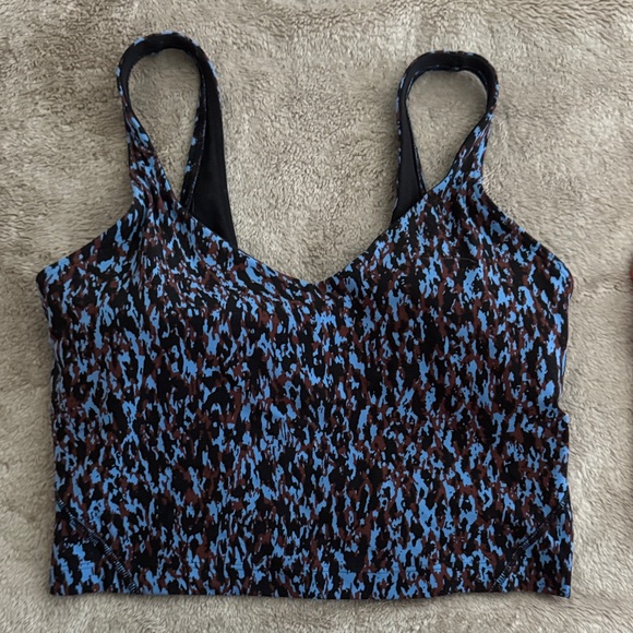 LULULEMON ALIGN TANK Blue and Black Patterned Women's Padded Top - Picture 1 of 5